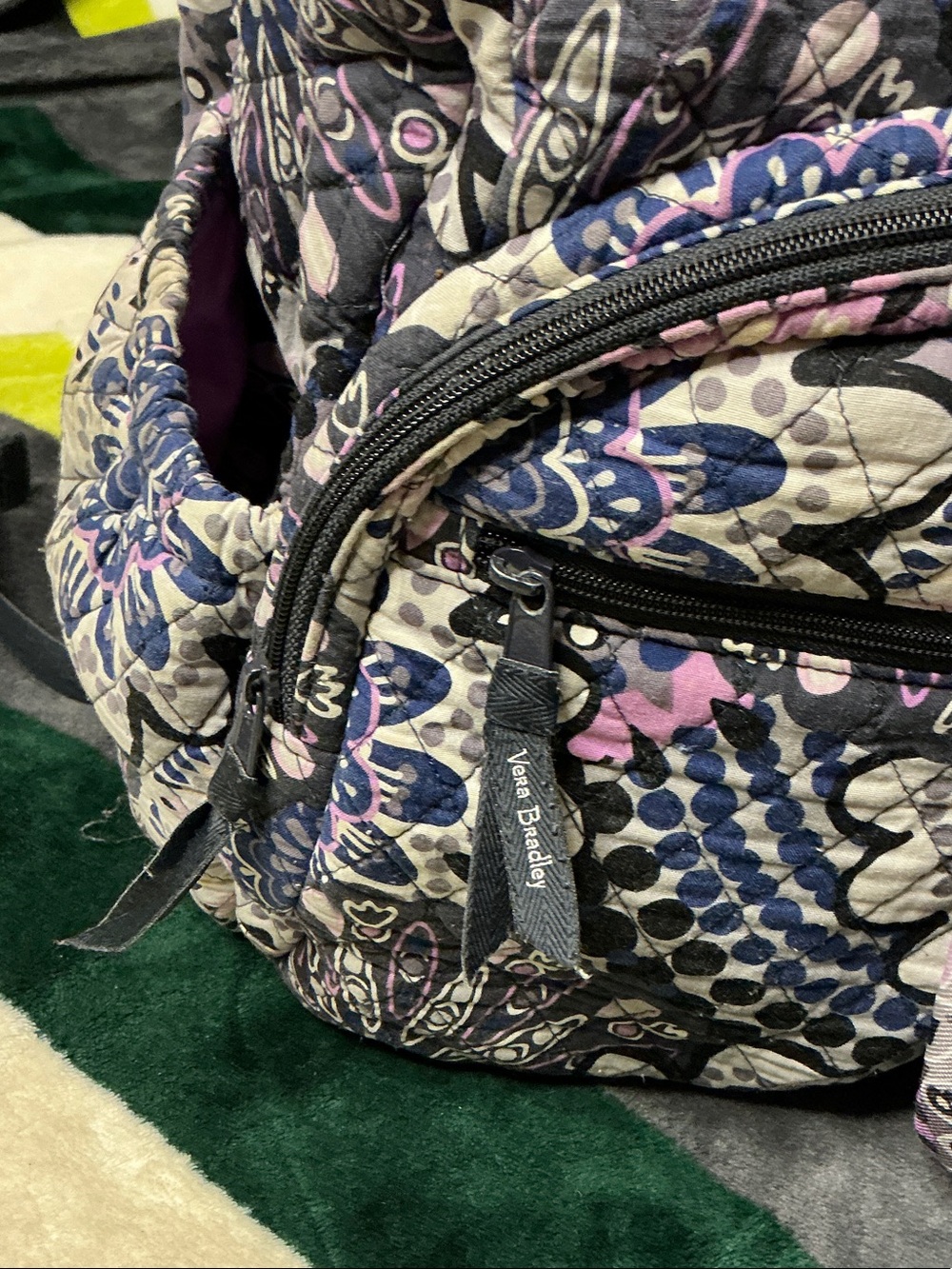 Vera Bradley Quilted Paisley Backpack and Cosmetic Case in Purple and Cream - Picture 16 of 16